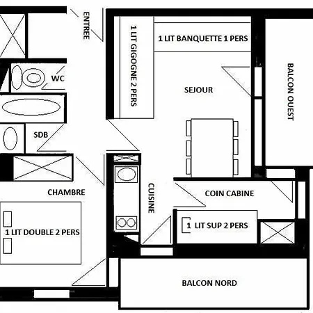 דירה Le De 3 - 2 Pieces Pour 6 Personnes Mae-9754 *